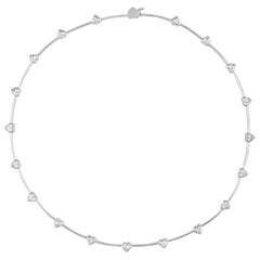 18 Karat White Gold 3.60 Carat Heart Shape Bezel Necklace, 19 Diamonds