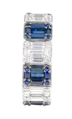 18 Karat White Gold 3.61 Carat Diamond and Sapphire "Illusion-Setting" Eternity