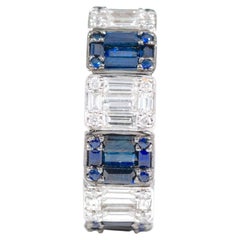 18 Karat White Gold 3.61 Carat Diamond and Sapphire "Illusion-Setting" Eternity