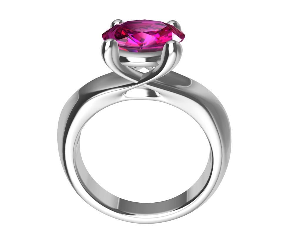 For Sale:  18 Karat White Gold 3.63 Carat  Pink Sapphire Teardrop Ring 2