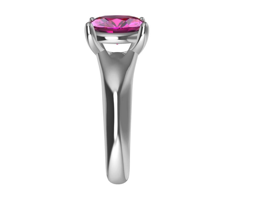 For Sale:  18 Karat White Gold 3.63 Carat  Pink Sapphire Teardrop Ring 3