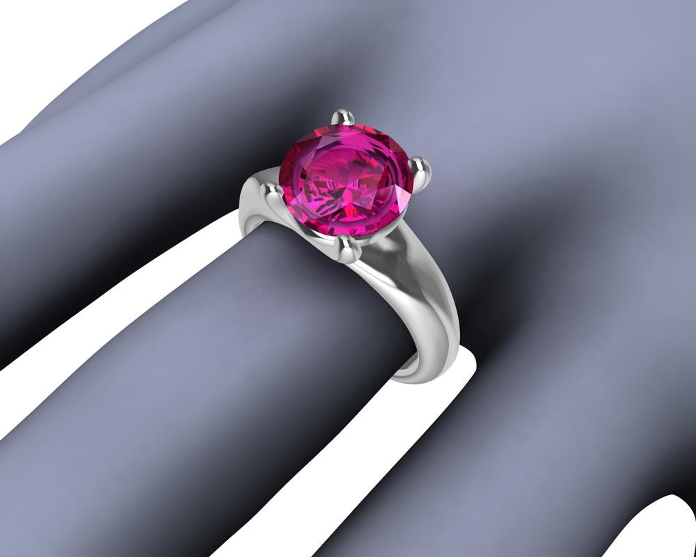 For Sale:  18 Karat White Gold 3.63 Carat  Pink Sapphire Teardrop Ring 6