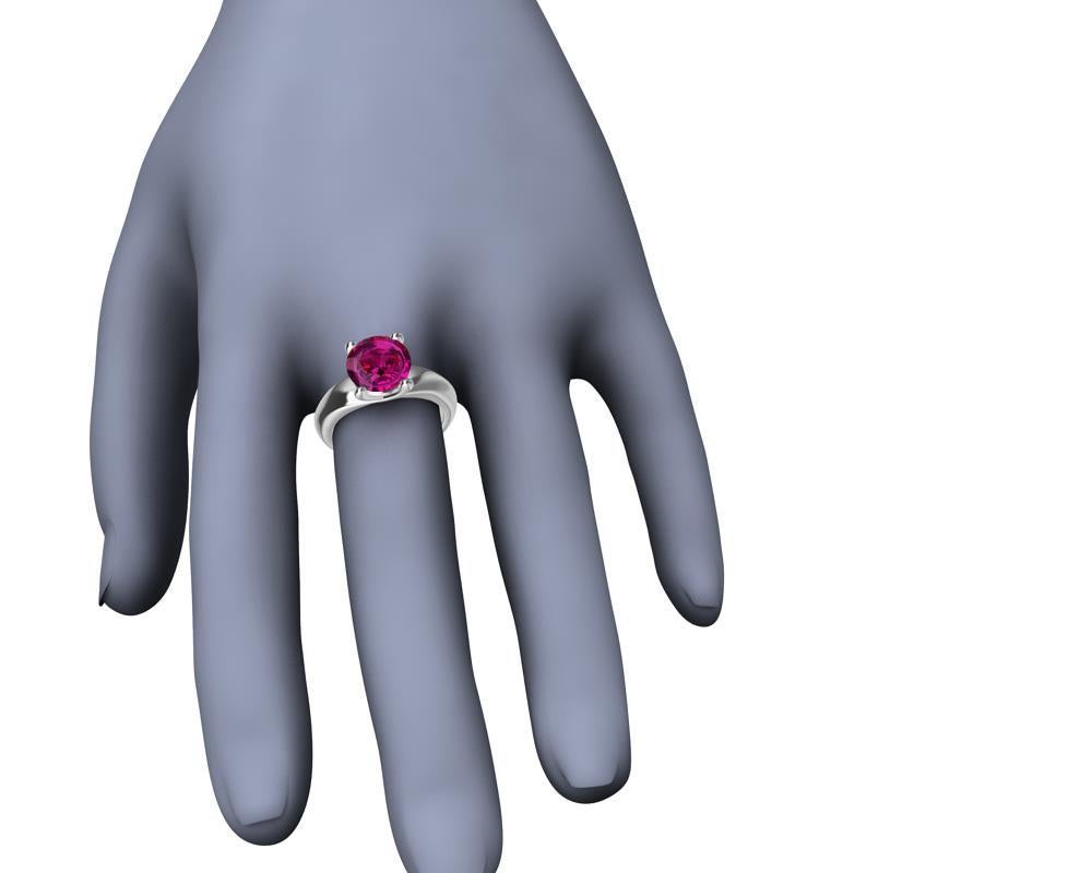 For Sale:  18 Karat White Gold 3.63 Carat  Pink Sapphire Teardrop Ring 7