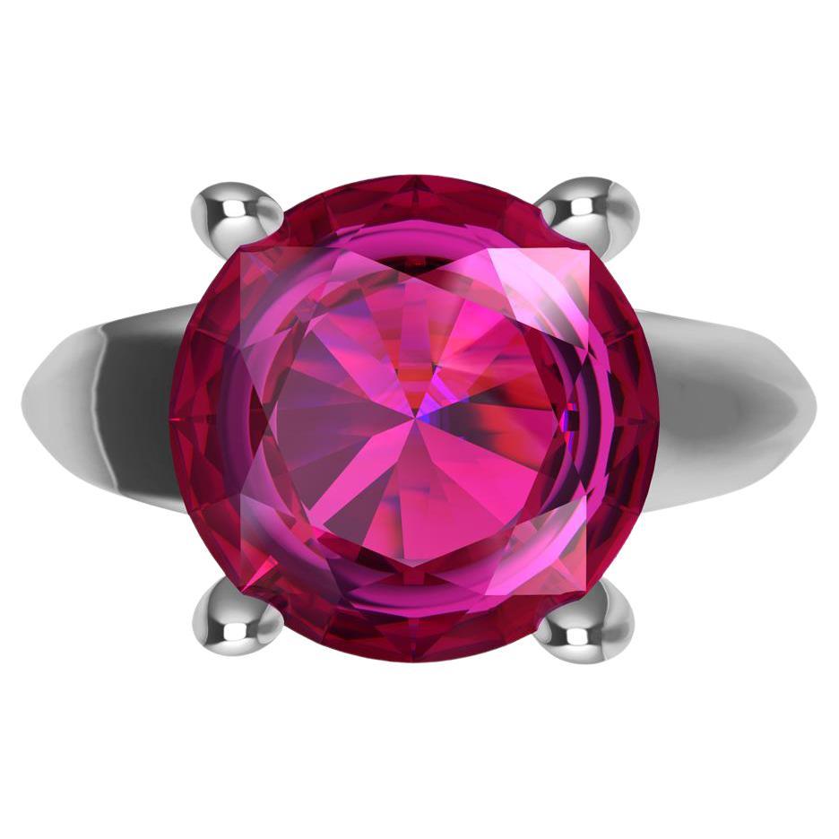 For Sale:  18 Karat White Gold 3.63 Carat  Pink Sapphire Teardrop Ring