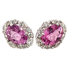 18 Karat White Gold 3.6ct Paraiba and 0.73ct Diamond Earrings by Jochen Leën