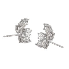 18 Karat White Gold 3.70 Cttw. Diamond Butterfly Stud Earrings