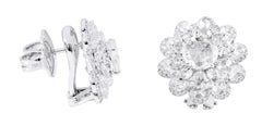 18 Karat White Gold 3.72 Carat Rose-Cut Diamond Stud Earrings