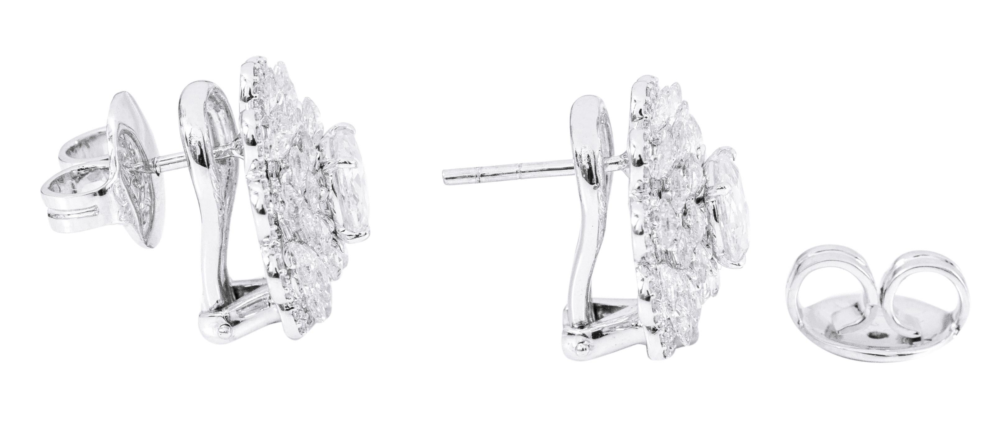 18 Karat White Gold 3.72 Carat Rose-Cut Diamond Stud Earrings In New Condition For Sale In Jaipur, IN