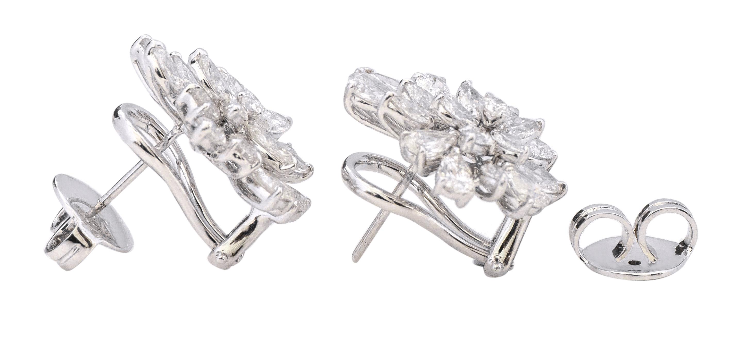 18 Karat White Gold 3.72 Carat Rose-Cut Diamond Stud Earrings For Sale 1