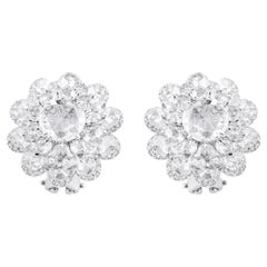 18 Karat White Gold 3.72 Carat Rose-Cut Diamond Stud Earrings