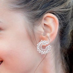 18 Karat White Gold 3.78 Carat Diamond Modified-Hoop Earrings