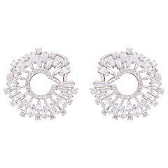 18 Karat White Gold 3.78 Carat Diamond Modified-Hoop Earrings