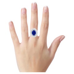 Anello Cocktail in oro bianco 18 carati con zaffiro e diamante da 3,80 carati