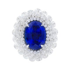 18 Karat White Gold 3.80 Carat Sapphire and Diamond Cocktail Ring