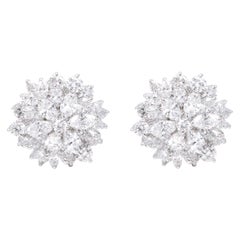Orecchini a perno in oro bianco 18 carati con diamante solitario da 3,87 carati