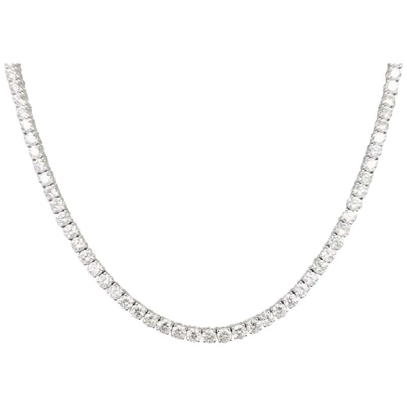 24 Carat Diamond Cluster Tennis Necklace For Sale at 1stDibs | 24 carat ...