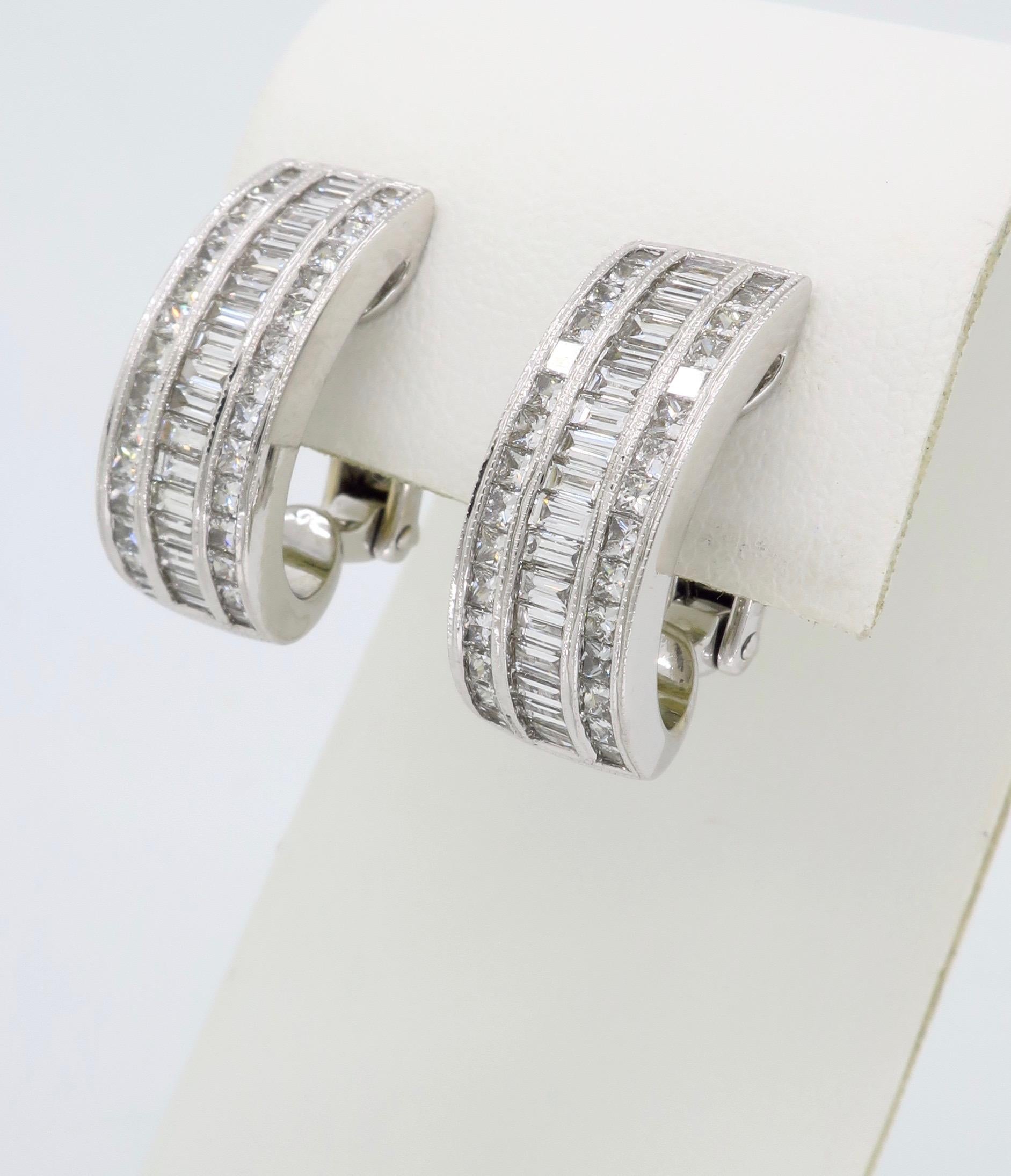 18 Karat White Gold 3.25 Carat Diamond Earrings In New Condition In Webster, NY