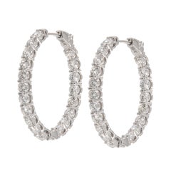 18 Karat Weißgold 4,00 Cttw Diamant innen außen Hoop-Ohrringe