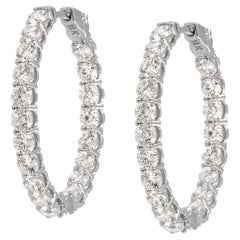 18 Karat Weißgold 4,00 Cttw Diamant innen außen Hoop-Ohrringe