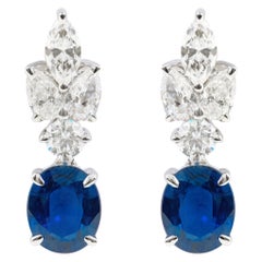 18 Karat White Gold 4.05 Carat Sapphire and Diamond Drop Earrings