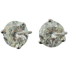 18 Karat White Gold 4.12 Carat Diamond Stud Earrings