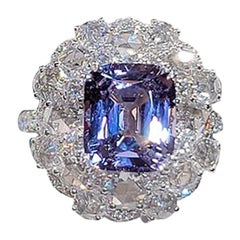 Bague en or blanc 18 carats avec diamant spinelle violette de 4,16 carats, sans chaleur