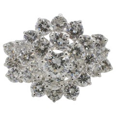 18 Karat White Gold 4.25 Carat Natural Diamond Cluster Waterfall Cocktail Ring