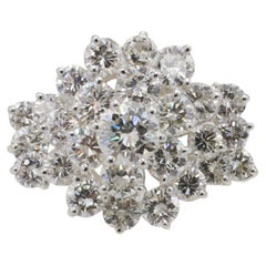 18 Karat White Gold 4.25 Carat Natural Diamond Cluster Waterfall Cocktail Ring