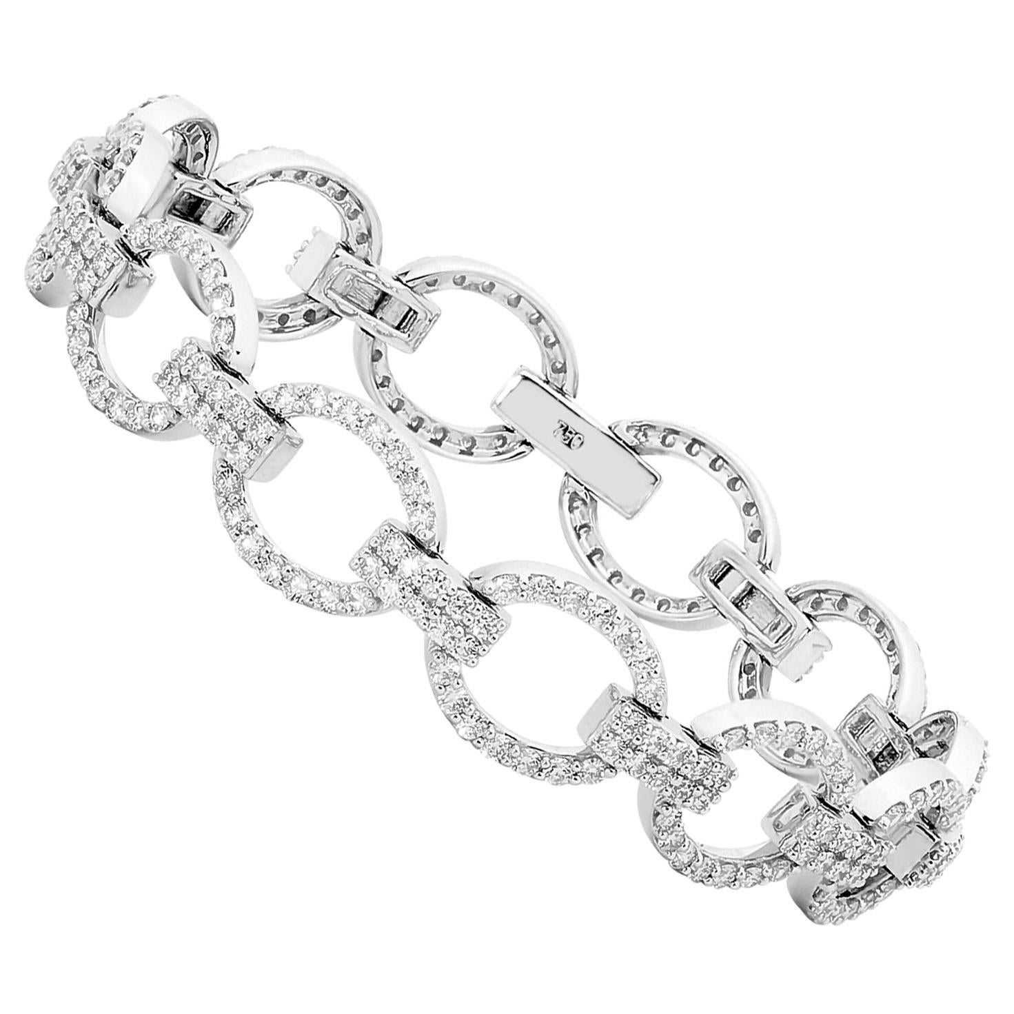 18 Karat White Gold 4.26 Carat Diamond Fancy Link Bracelet im Angebot