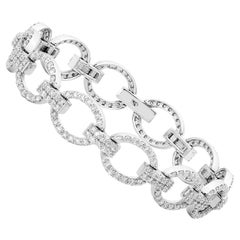 18 Karat White Gold 4.26 Carat Diamond Fancy Link Bracelet