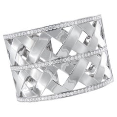 18 Karat White Gold 4.31 Cttw VS, F-G Diamond Wide Lattice Bracelet