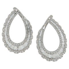 18 Karat White Gold 4.33 Cttw Diamond Wreath Hoop Earrings