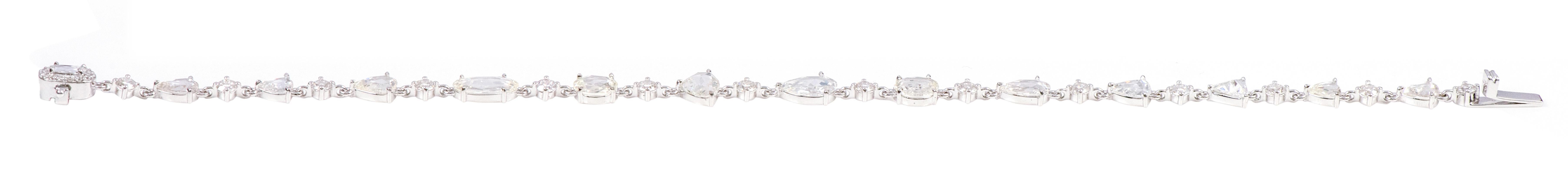18 Karat White Gold 4.45 Carat Rose-Cut Diamond Tennis Bracelet In New Condition In Jaipur, IN