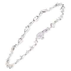 18 Karat White Gold 4.45 Carat Rose-Cut Diamond Tennis Bracelet