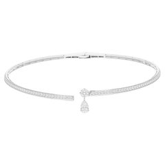 Collier ras du cou en or blanc 18 carats 4,49 carats SI/H poire et diamants ronds