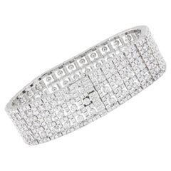 Bracelet à trois rangées de diamants en or blanc 18 carats de 4,59 carats poids total