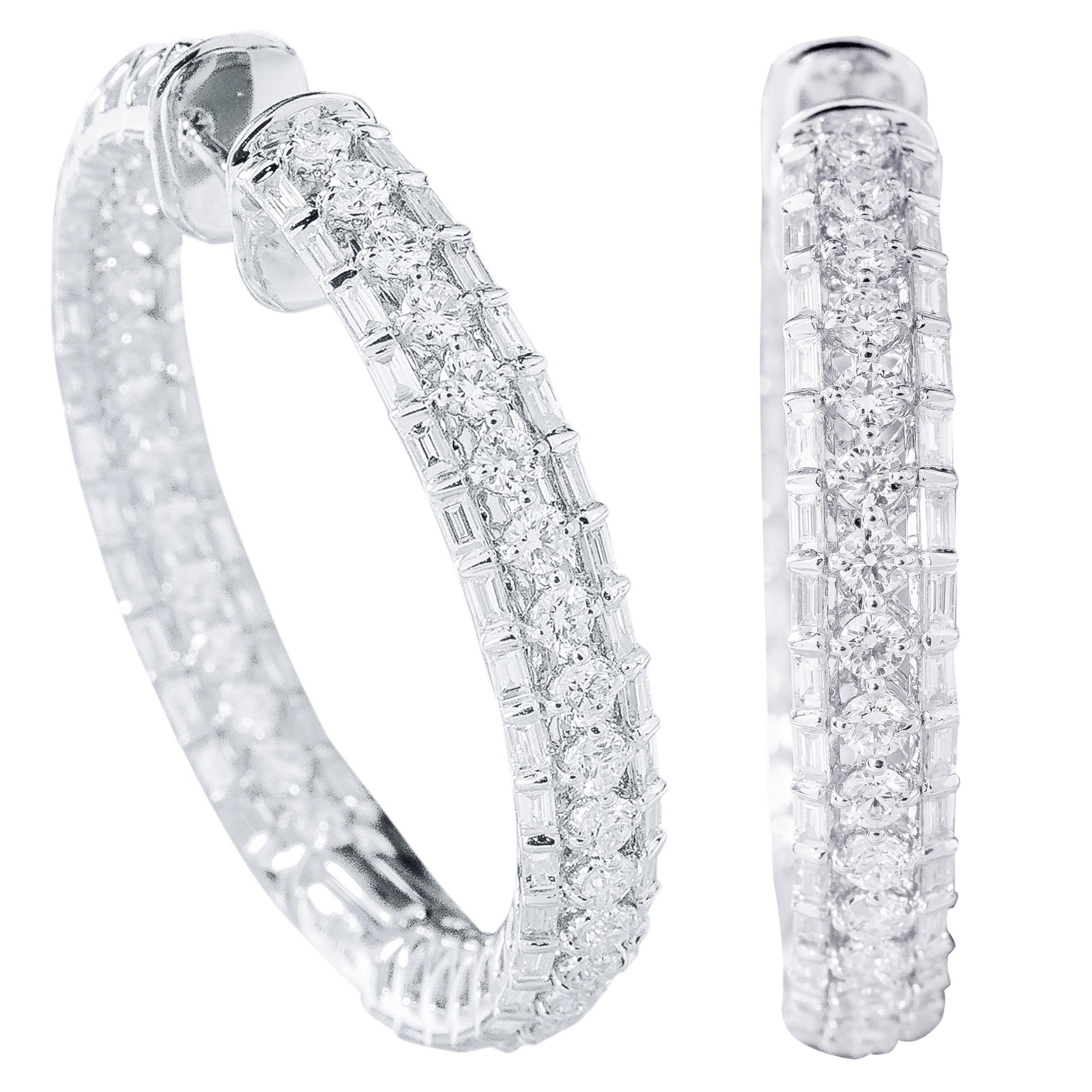 18 Karat Weißgold Creolen mit 4,96 Karat Diamanten