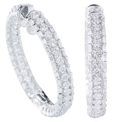 Créoles en or blanc 18 carats et diamants de 4,96 carats
