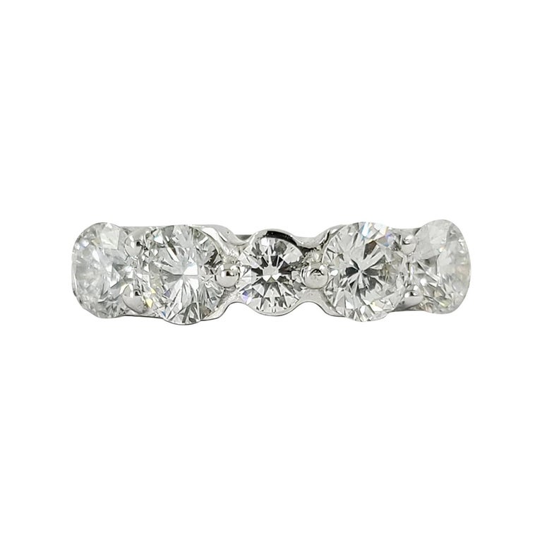 White Gold 5 Diamond Wedding Band For Sale at 1stDibs
