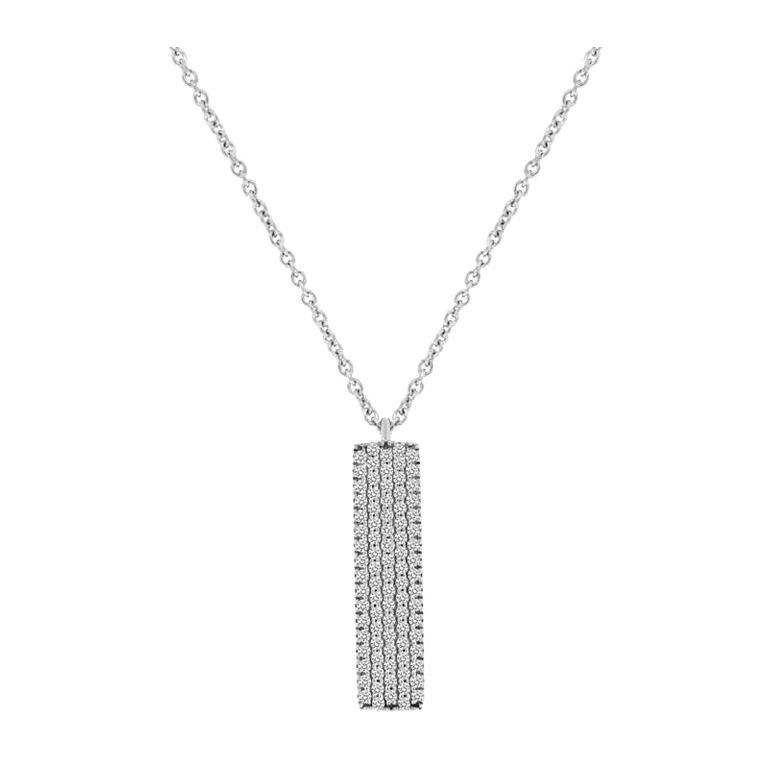 18 Karat White Gold 5 Rows Diamond Bar Necklace '1/3 Carat' For Sale