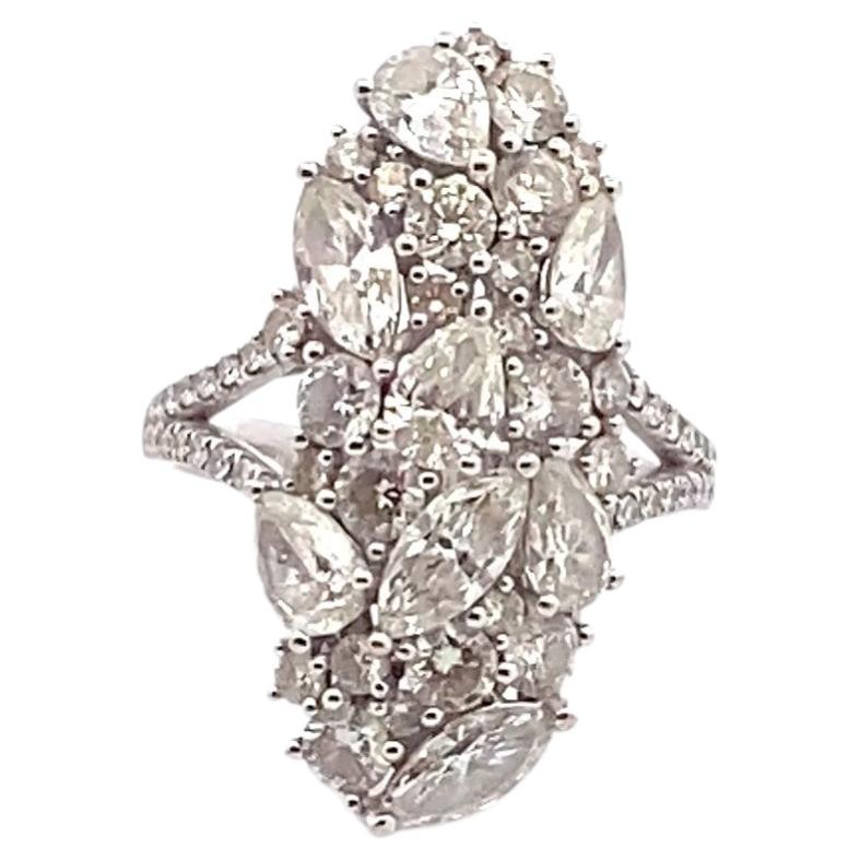 18 Karat White Gold 5.00 Carat Diamond Cocktail Ring
