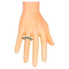 18 Karat White Gold 5.11 Carat Natural Emerald and Diamond Eternity Band Ring