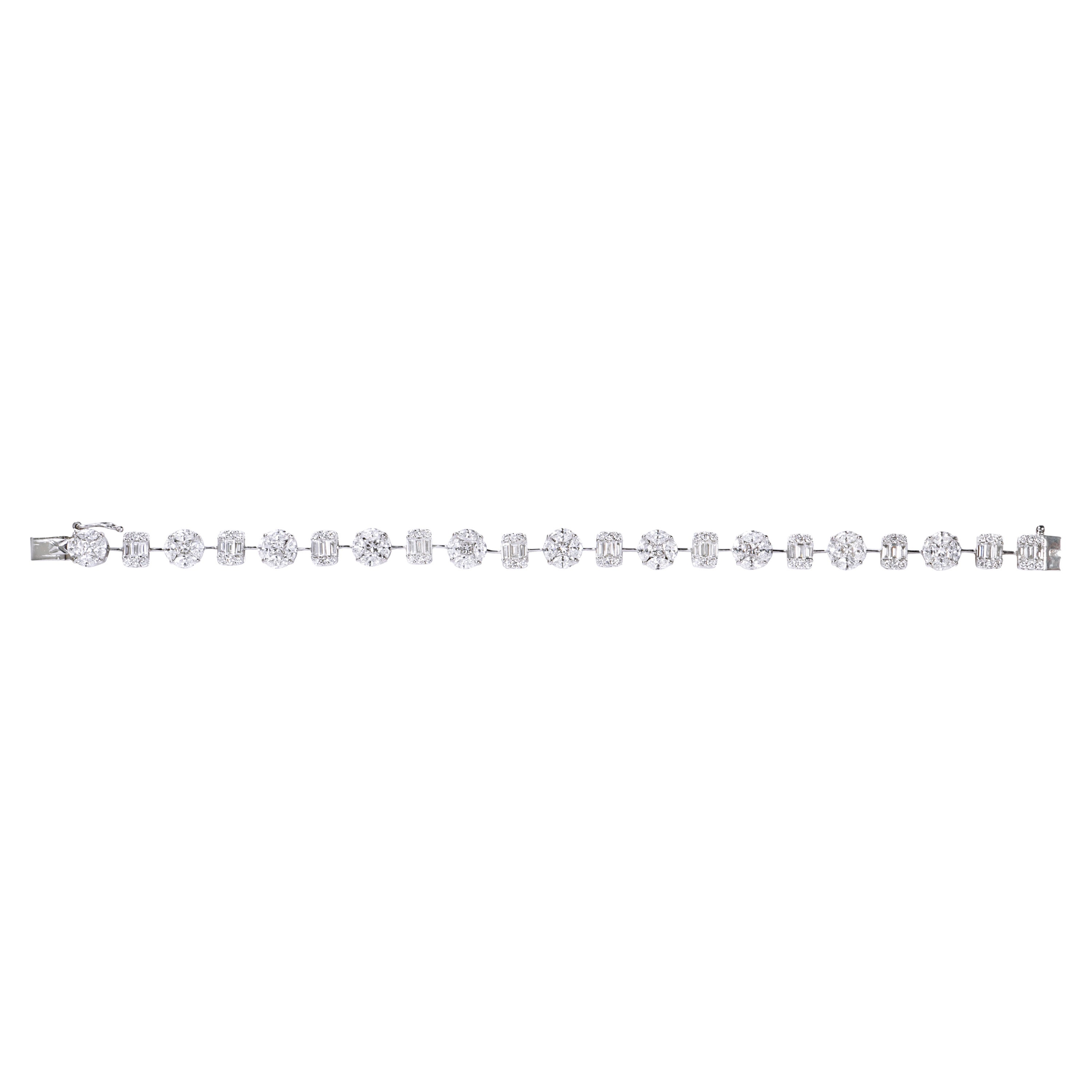 Bracelet tennis en or blanc 18 carats avec diamants de 5,20 carats en vente