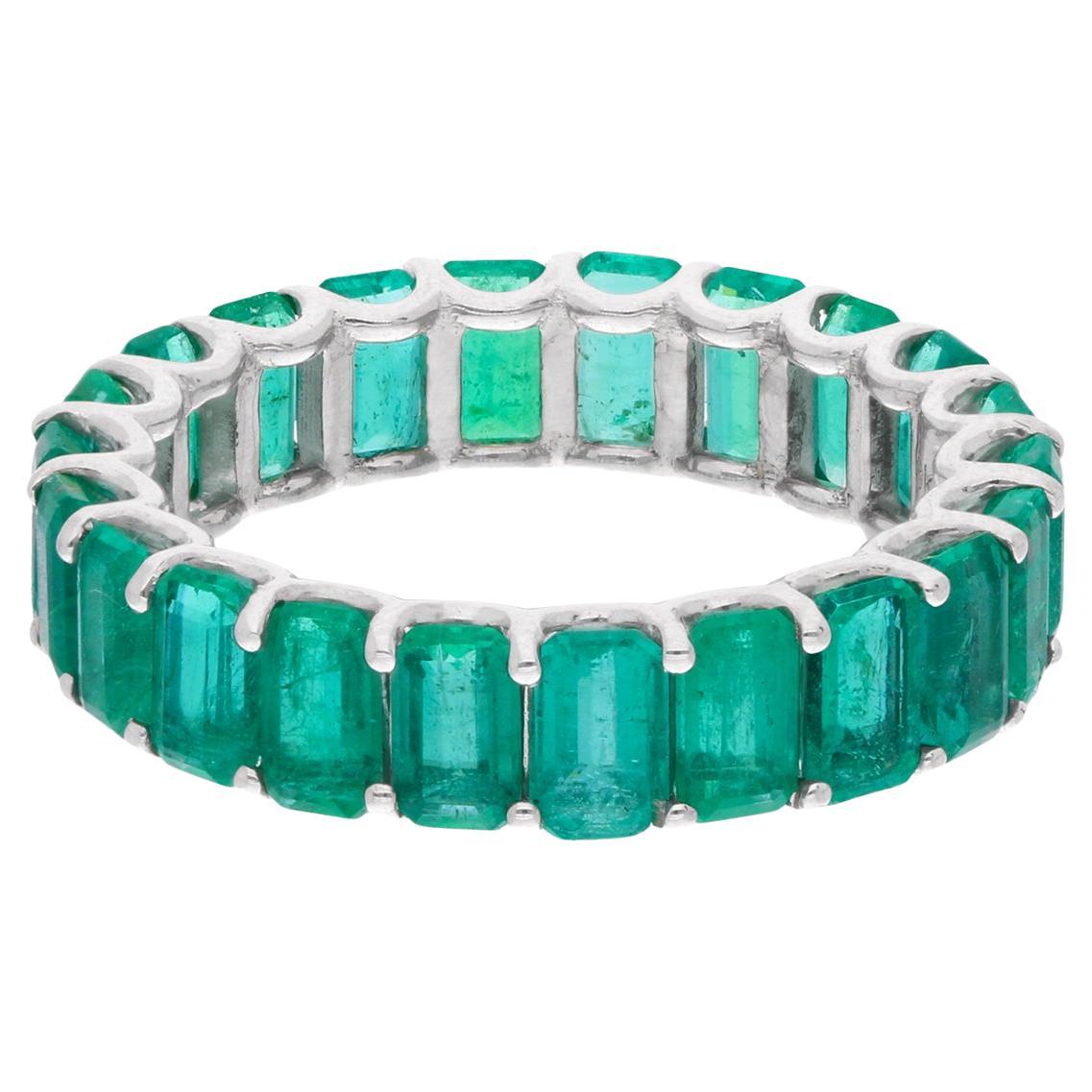 18 Karat Weißgold 5,45ct natürliche Oktagon Smaragd Edelstein Eternity Band Ring