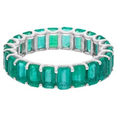 18 Karat Weißgold 5,45ct natürliche Oktagon Smaragd Edelstein Eternity Band Ring