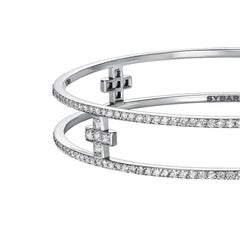Sybarite Cross Bangle in White Gold & Diamond