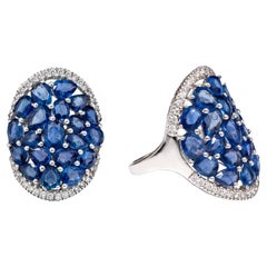 Anillo de oro blanco de 18 quilates con zafiro y diamantes de 5,81 quilates