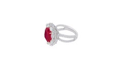 18 Karat White Gold 5.82 Carat Ruby Cluster Cocktail Statement Ring