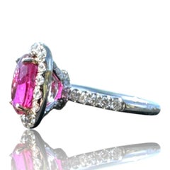 18K White Gold 6.00ct Oval Pink Tourmaline & 1.07ct Diamond Ring