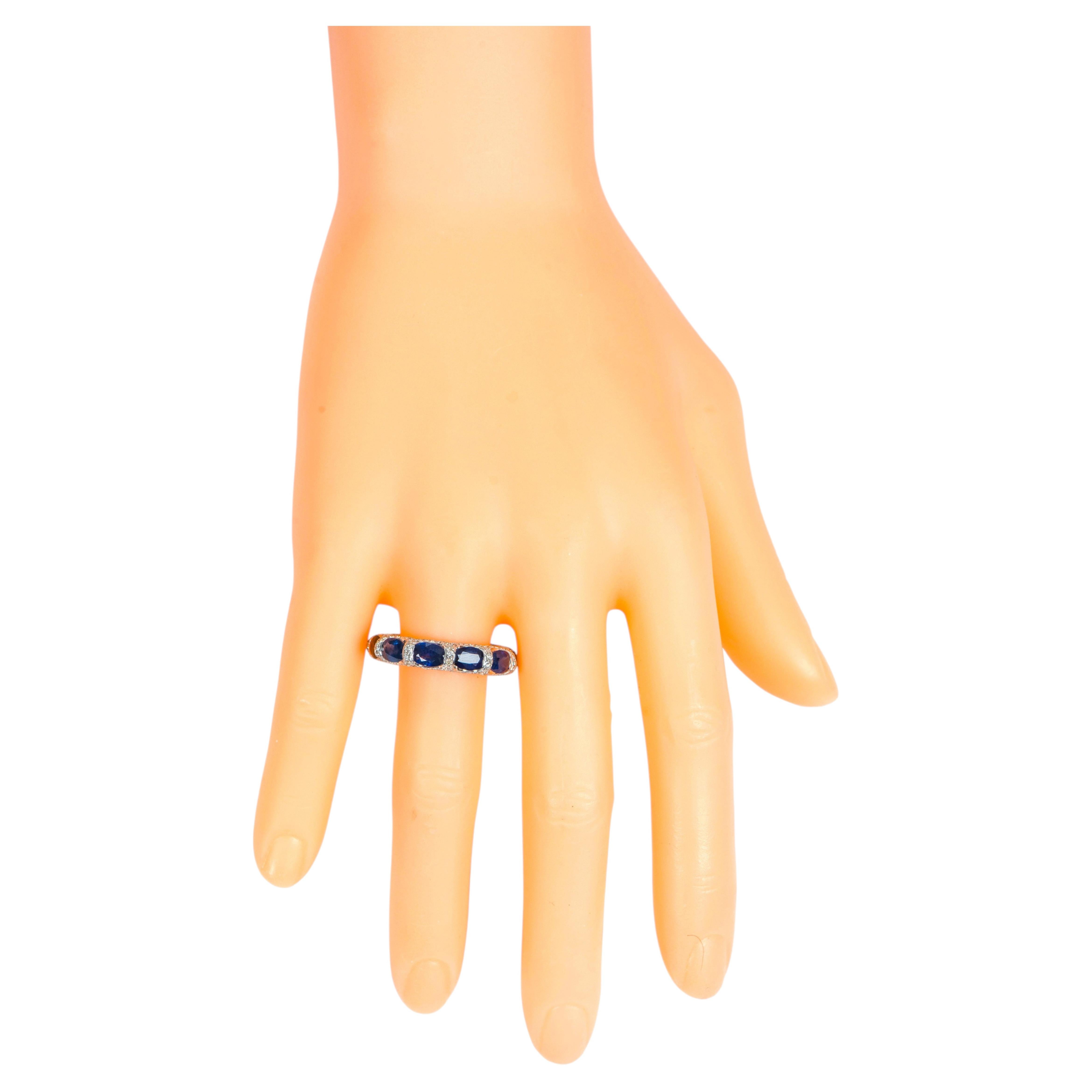 18 Karat White Gold 6.11 Carat Sapphire and Diamond Eternity Band Ring